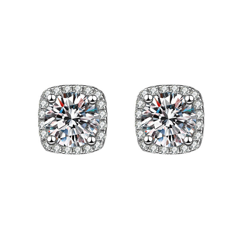 Zircon Sier Needle Love Moissanite Simulation Geometric Earrings