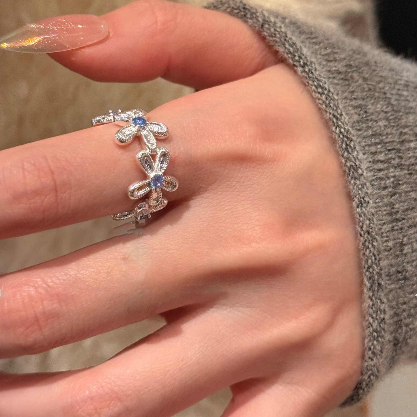 Zircon Simple Female Opening Adjustable Index Finger Light Luxury Rings