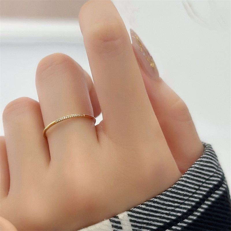 Temperament Basic Diamond Gold-plated Index Finger Ring