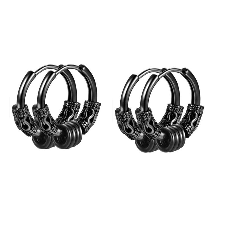 Tassel Dragon Pattern Circle Totem Retro Trendy High Sense Ear Rings