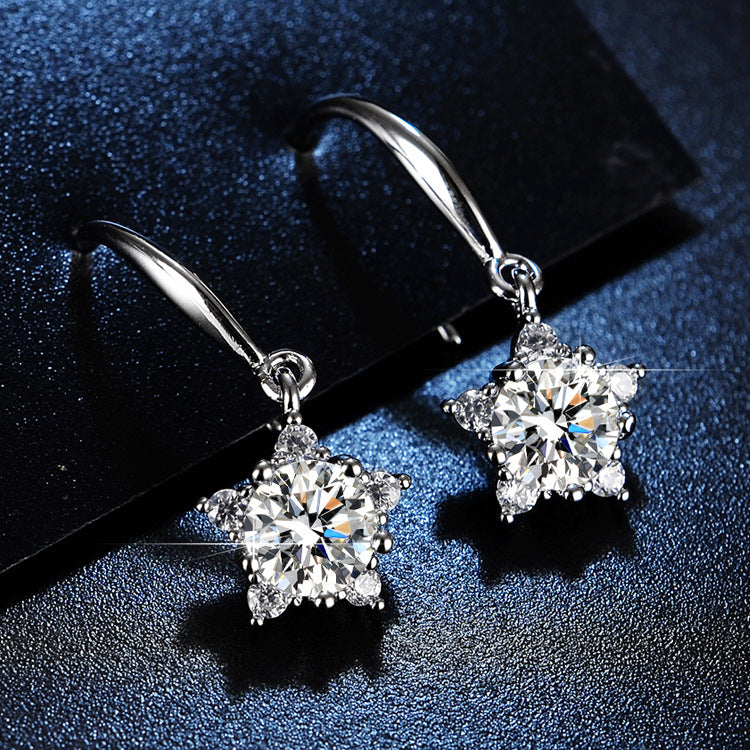 Simulation Moissanite Female Korean Karat Snowflake Earrings