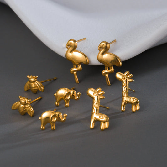 Women's Ear Simple Stainless Steel Animal Bee Earrings