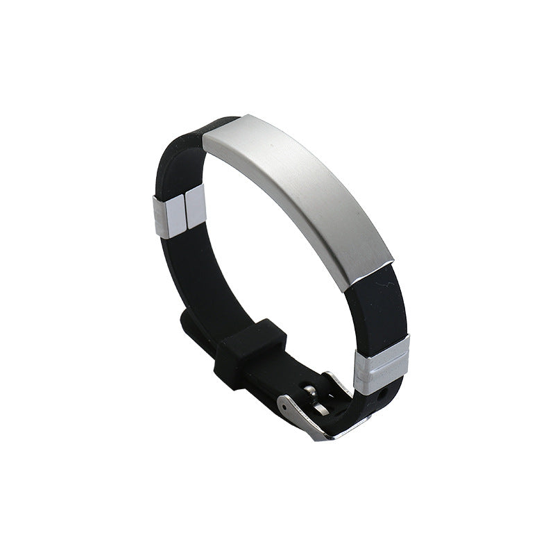 Simple Silicone Stainless Steel Glossy Can Bracelets