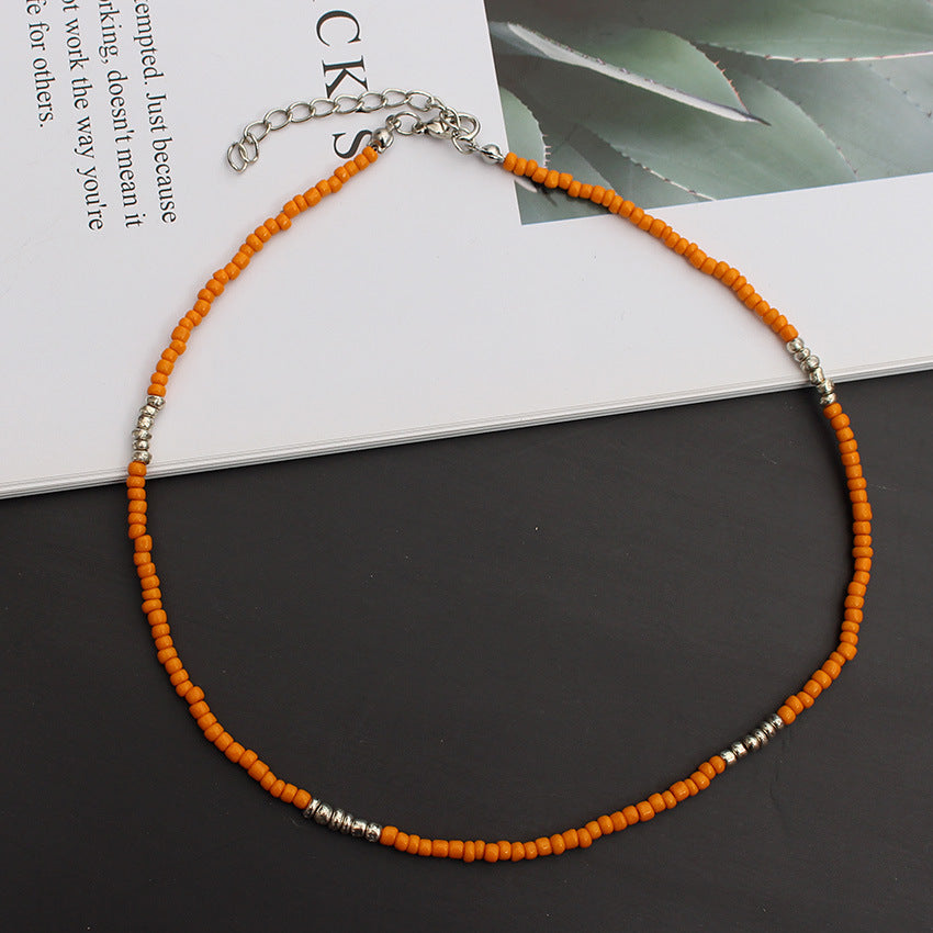 Korean Style Fashionable Colorful Bohemian Golden Balls Bead Handmade Ethnic Necklaces