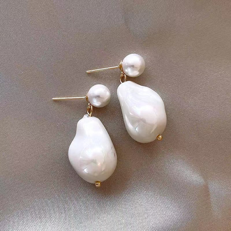 Women's Chinese Style Needle Irregular Imitation Shell Stud Earrings