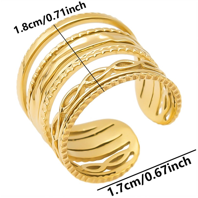 Women's & Men's Geometric Pattern Cold Wind Minority Simple Rings