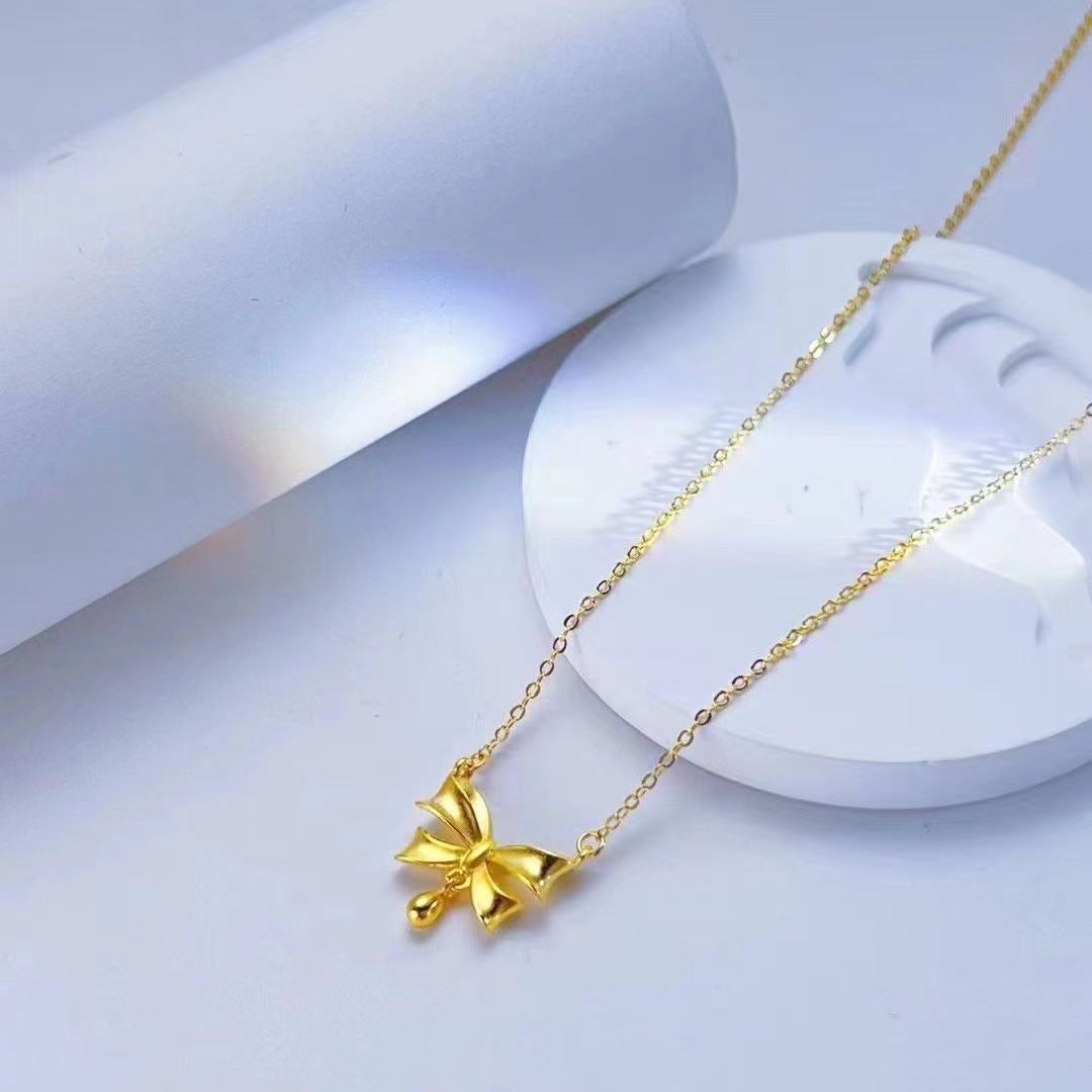 Women's Live Bow Water Drop Simple Style Necklaces