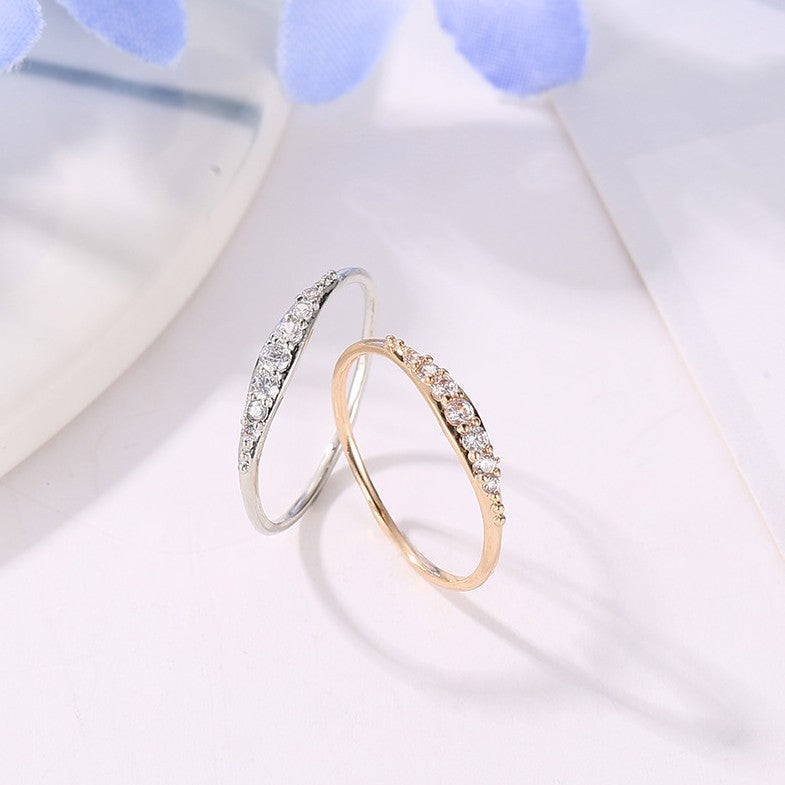 Style Fashion Simple Zircon Couple Diamond Graceful Electroplated Ring