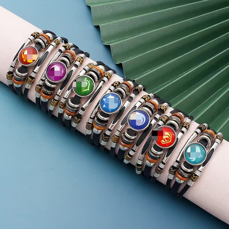 Men's Korean Element Luminous Fashion Alloy Snap Button Bracelet