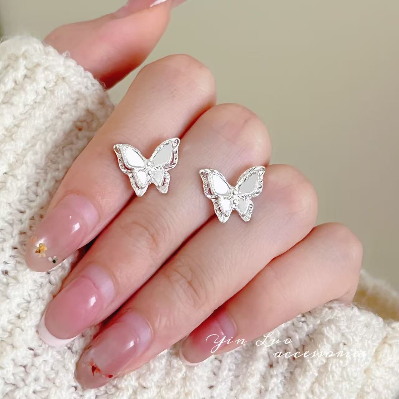 Layer Butterfly Female Simple Compact Heart Niche Design Rings