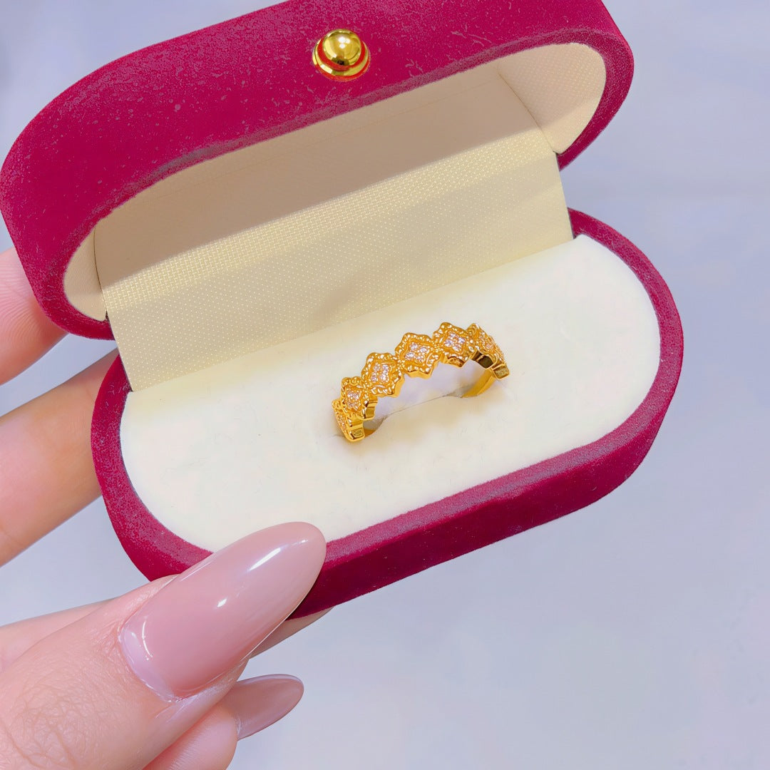 Women's Alluvial Gold Retro Affordable Luxury Design Brass Plated Fashion Ring