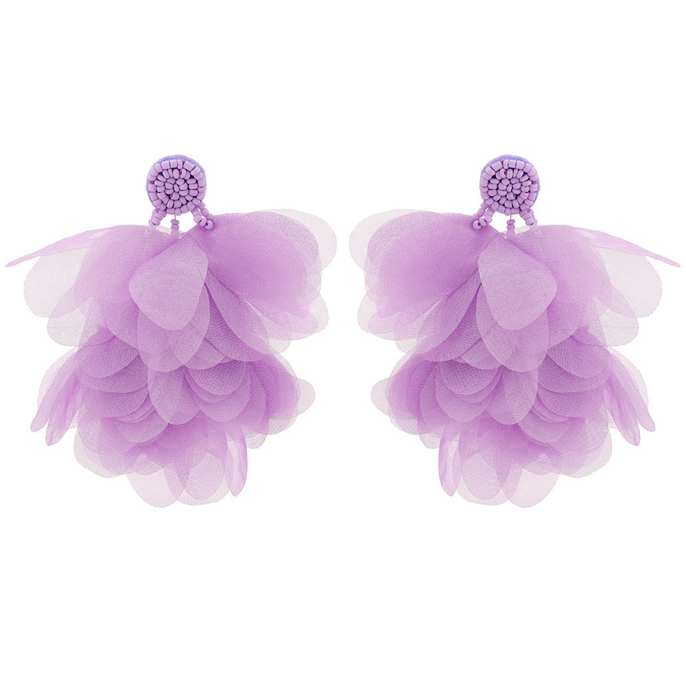Women's Lace Flower Tassel For High Profile Fashion Super Fairy Earrings