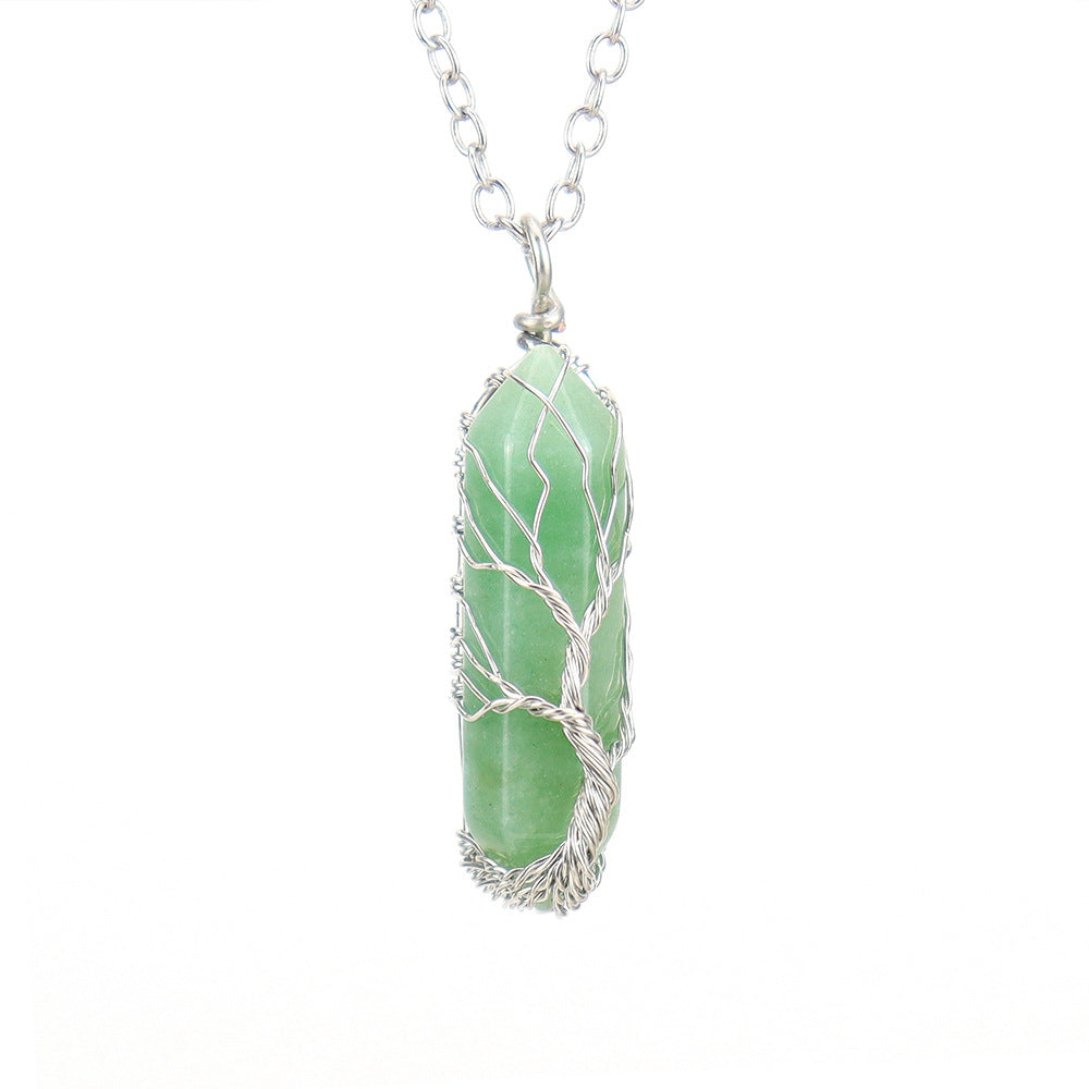 Live Broadcast Natural Hexagon Prism Winding Lucky Tree Crystal Necklaces