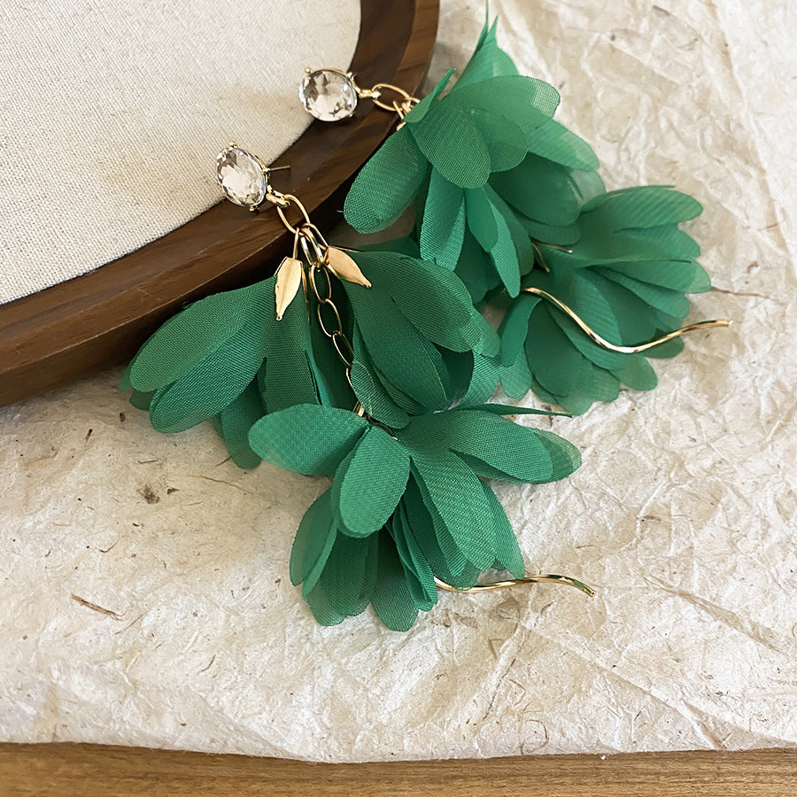 Women's Flower Shell Tassel Light Luxury High-grade Earrings