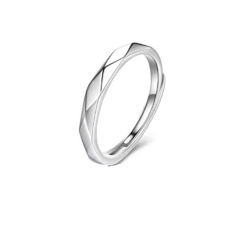 Lovers Pair Of Simple Fashion Minority Design Adjustable Mouth Couple Ring