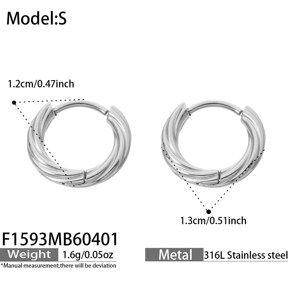 Stainless Steel Round Gold Twist Minimalist High-grade Earrings