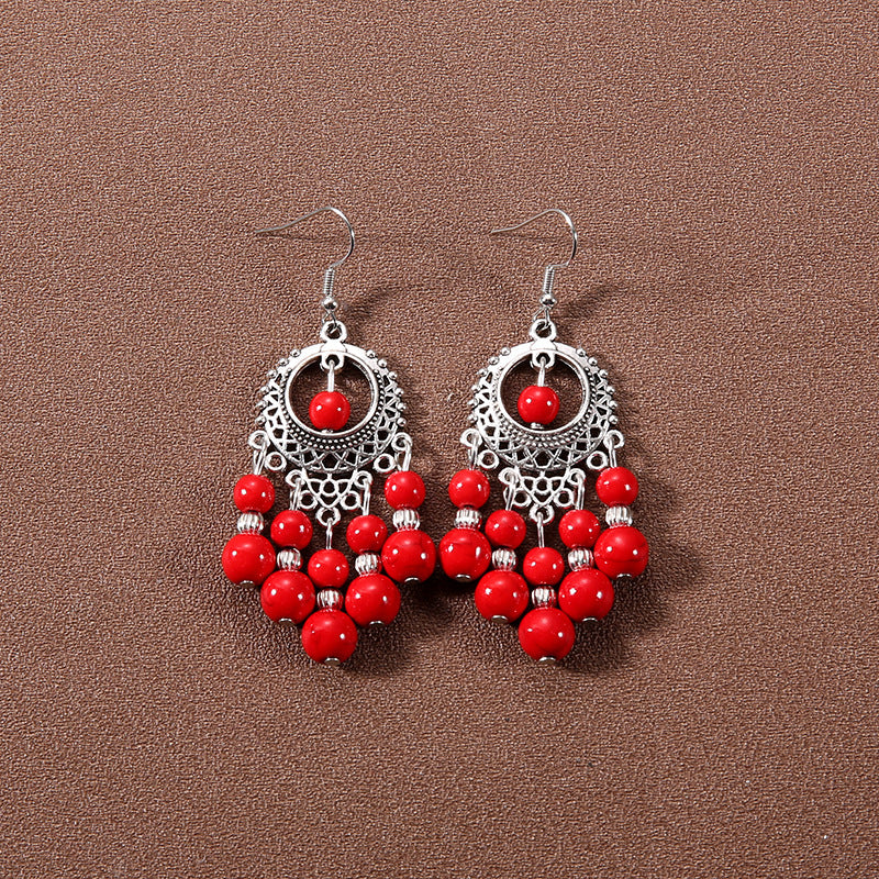 Tassel Turquoise Retro Minority Ethnic Style Graceful Personality Tibetan Earrings