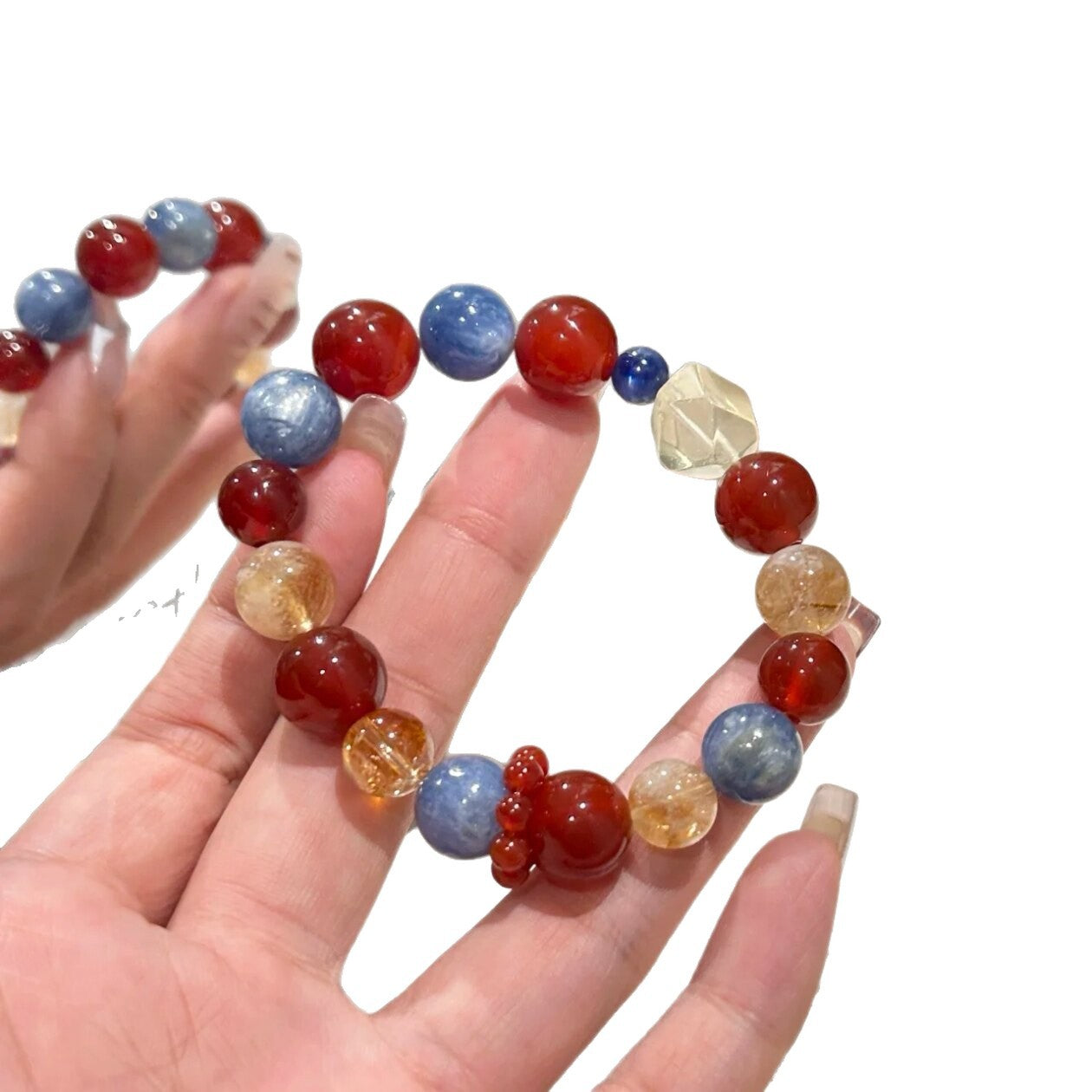 Blue Red Agate Sealant Flower Yellow White Crystal Bracelet