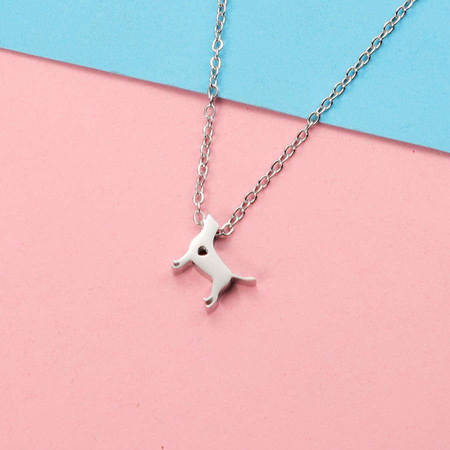 Sausage Dog Personality Trend Stainless Hollow Love Necklaces