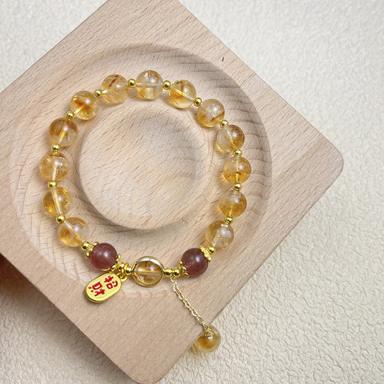 Women's Natural Citrine Niche Design Drip Fresh Sweet Bracelets