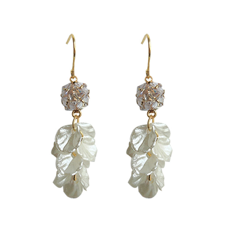 Fairy Long Zircon Tassel Leaf Hand-made Design Sense Earrings