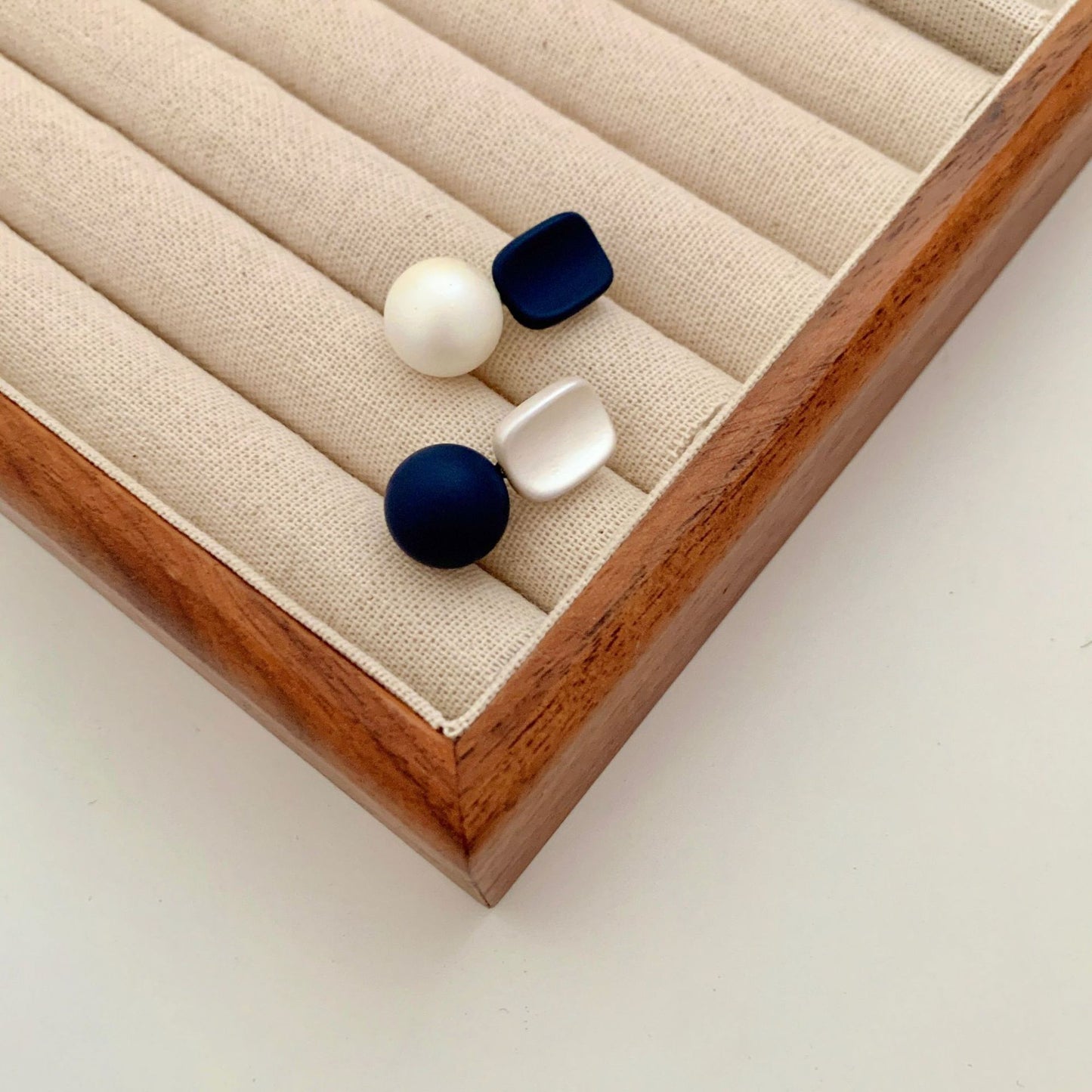 Blue Sier Pin Contrast Color French Entry Rings