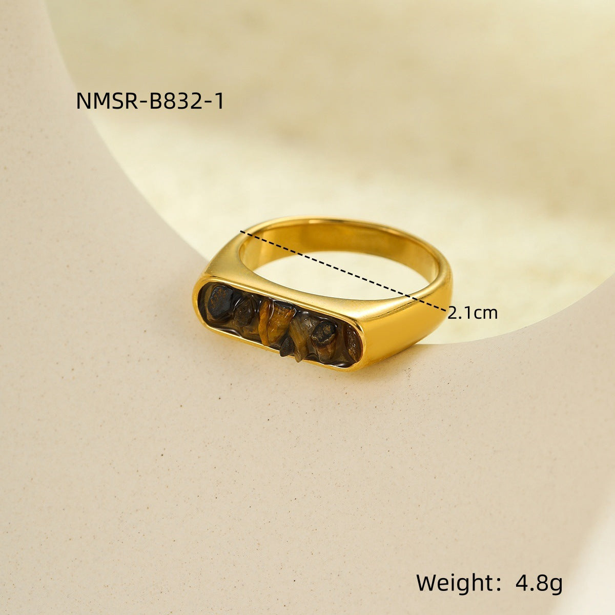 Natural Stone Exquisite Elegant Stainless Steel Rings