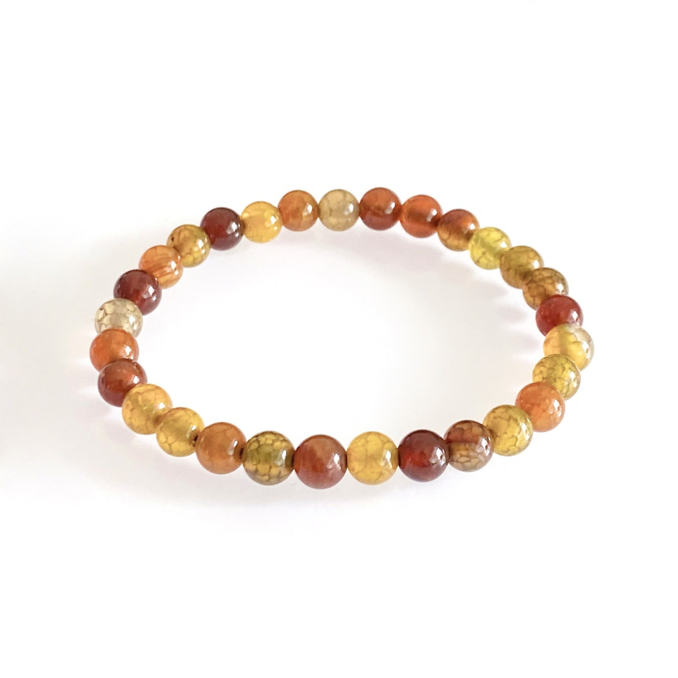 Women's & Men's Dragon Pattern Agate Single Circle Round Beads Life Scale Texture Bracelet