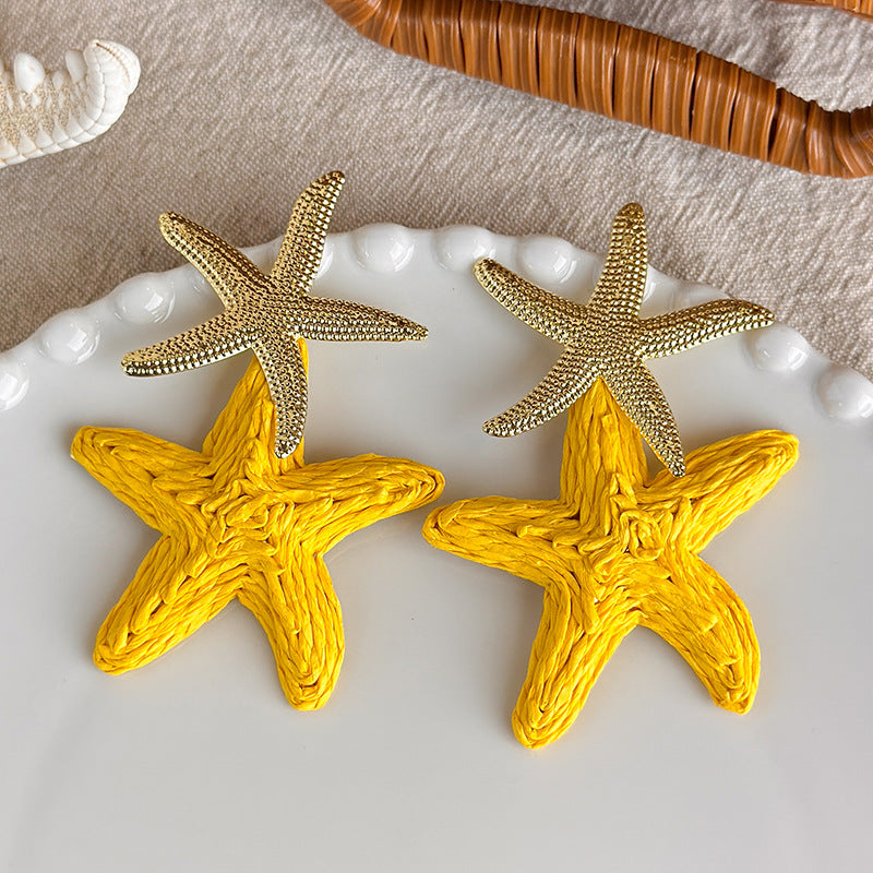 Vacation Style Yellow Series French Retro Graphy Earrings