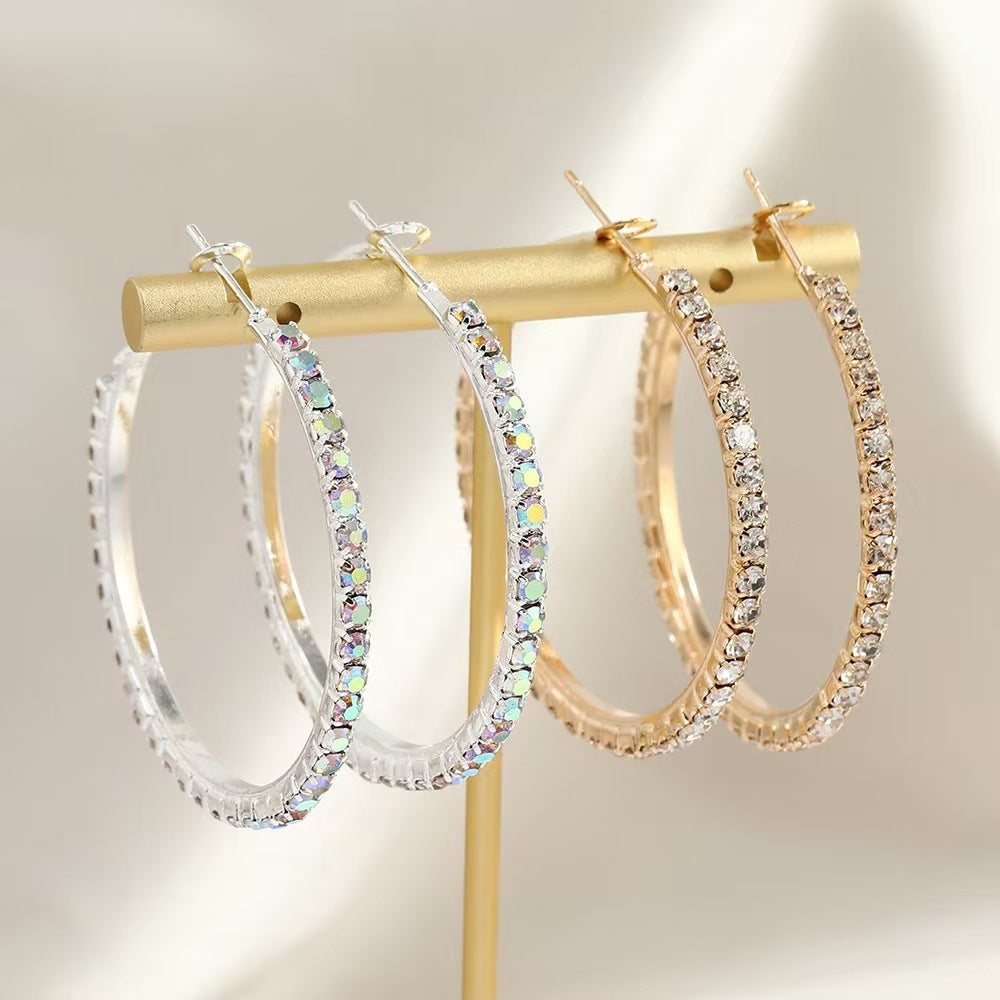 Shiny Shaped High-grade Creative Simple Rhinestone Exaggerated Medium Earrings