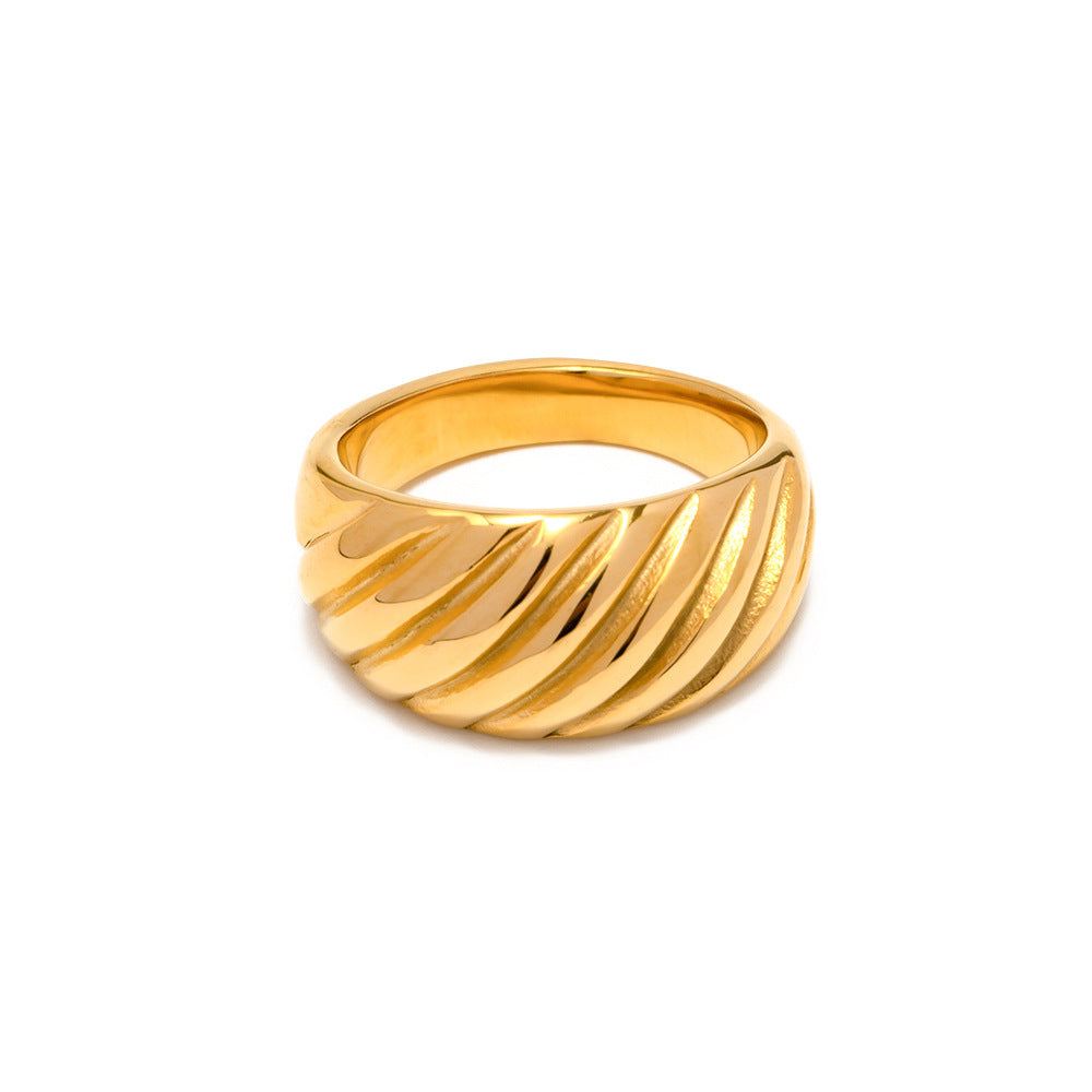 Men's Diagonal Texture Rib Wide Face Design Rings