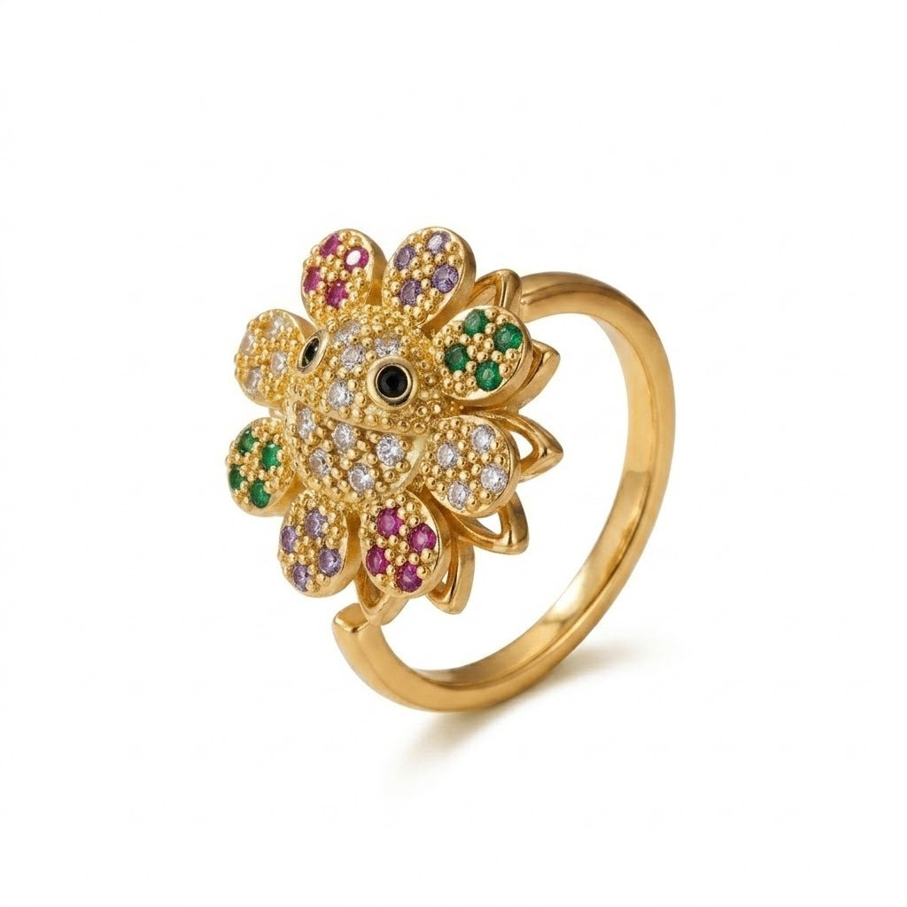 Female Sunflower Color Opening Rotating Niche Adjustable Index Ring