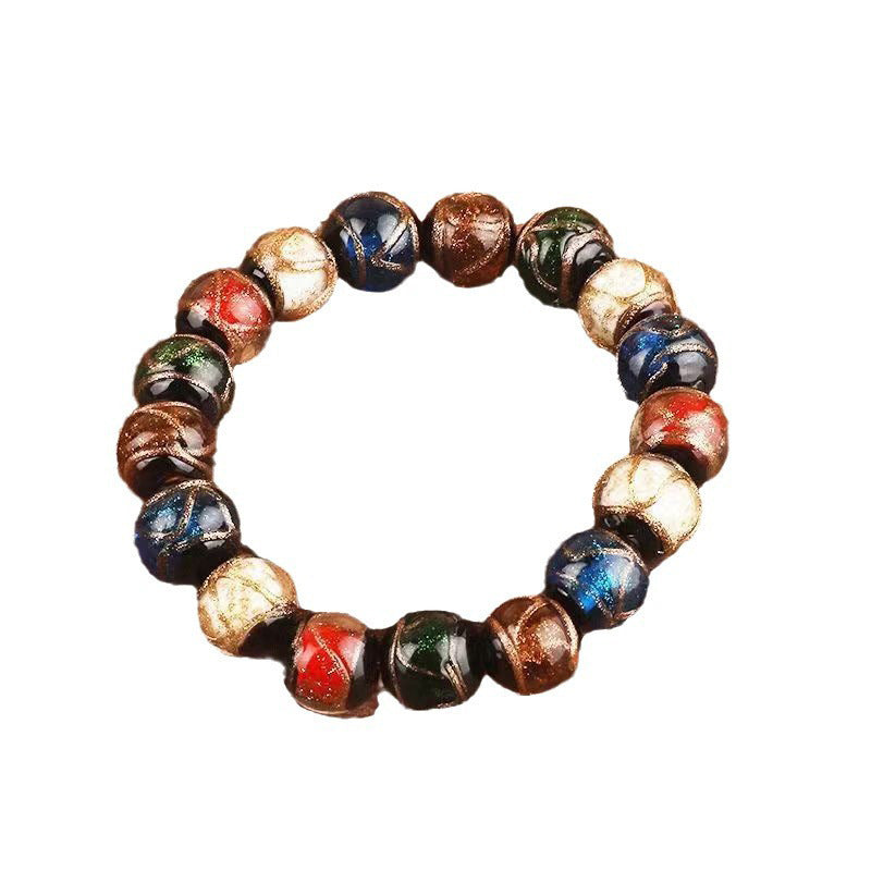 Style Fragrant Gray Colored Glaze Five Elements Lucky Swallowing Gold Bracelet