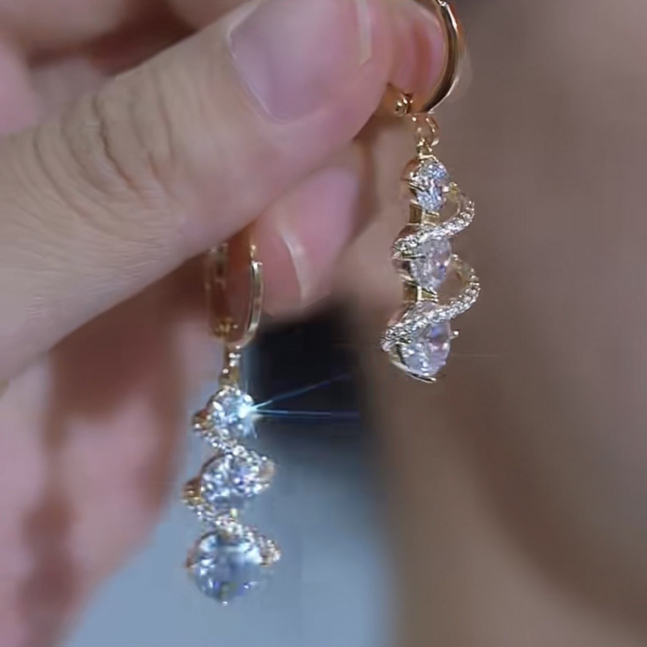 Fashionable Elegant Shiny Zircon Classic Long To Make Round Earrings