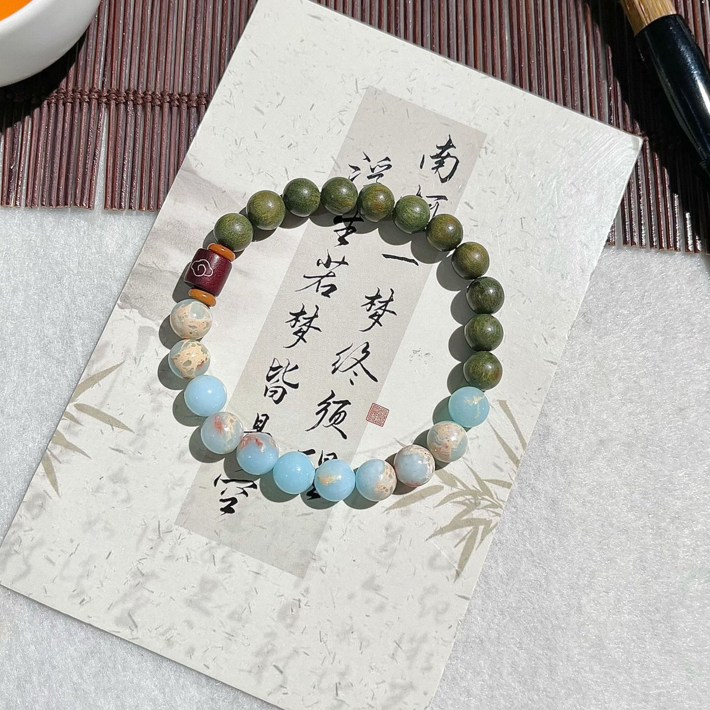 White Jade Bodhi Root Round Beads Bracelets