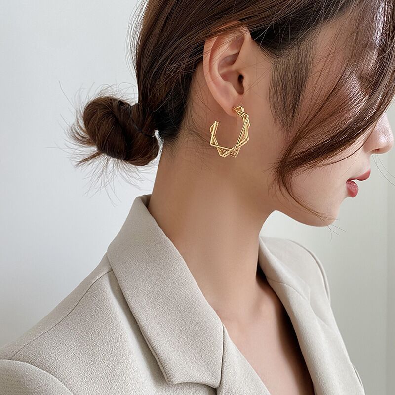 Sier Pin Simple Geometric Square Temperament Rings