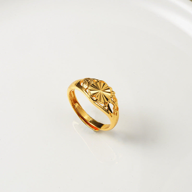 Women's Gold Vietnam Placer Pure Yellow Open Ring
