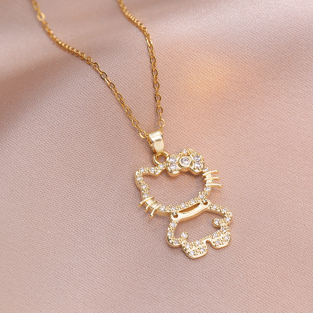 Women's Kitty Zircon Niche Design Fashionable Elegant Necklaces