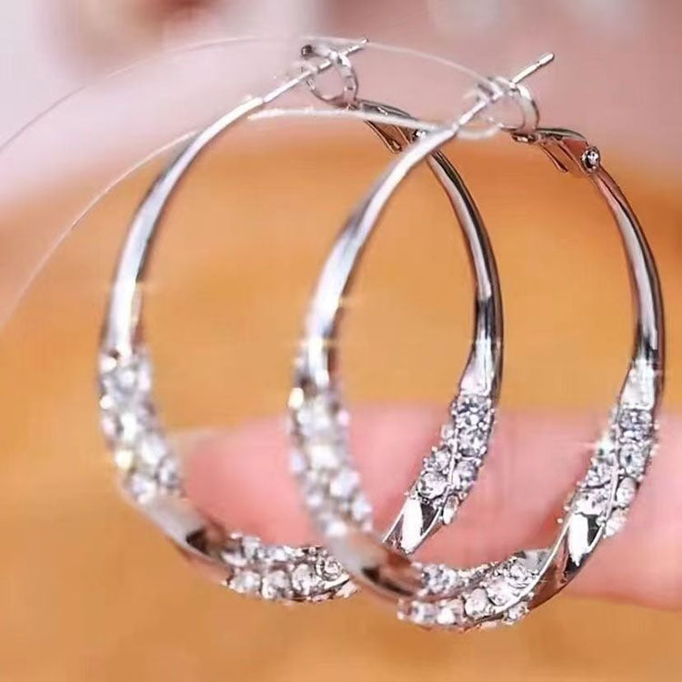 High-grade Ear Sier Zircon Big Hoop Trendy Rings