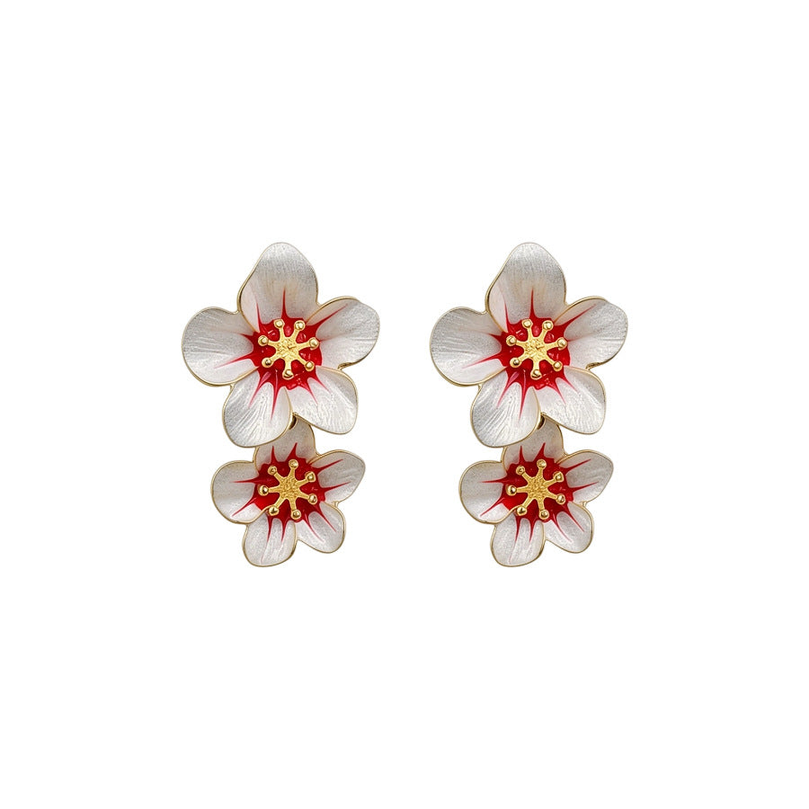 Women's Sier Needle Glaze Flowers Seaside Vacation Style Fresh Sweet Super Earrings