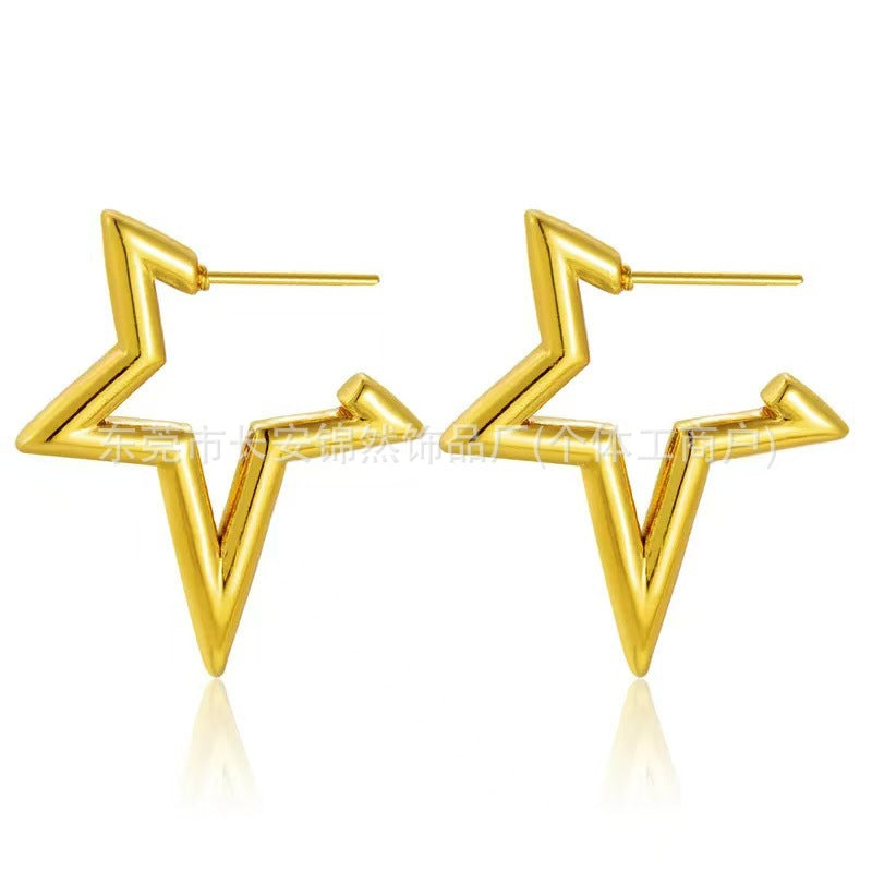 Hydraulic Craft Stainless Steel Gold-plated Irregular Geometric Earrings
