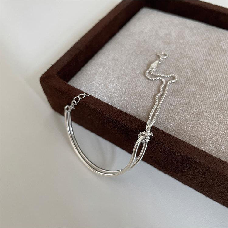 Design Line Knotted Sier-plated Female Niche Bracelet
