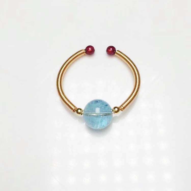 Crystal Garnet Labradorite Hair Purple Mica Cinnabar Winding Female Ring