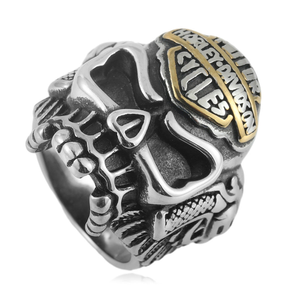 Men's Titanium Steel Skull Trendy Personality Punk Vintage Stainless Ring
