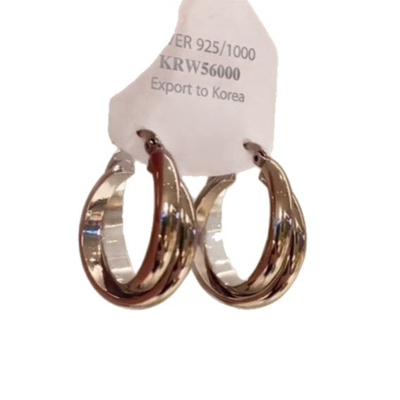 Korean Style Metal Sense Cross Double Geometry Ear Clip Female Earrings