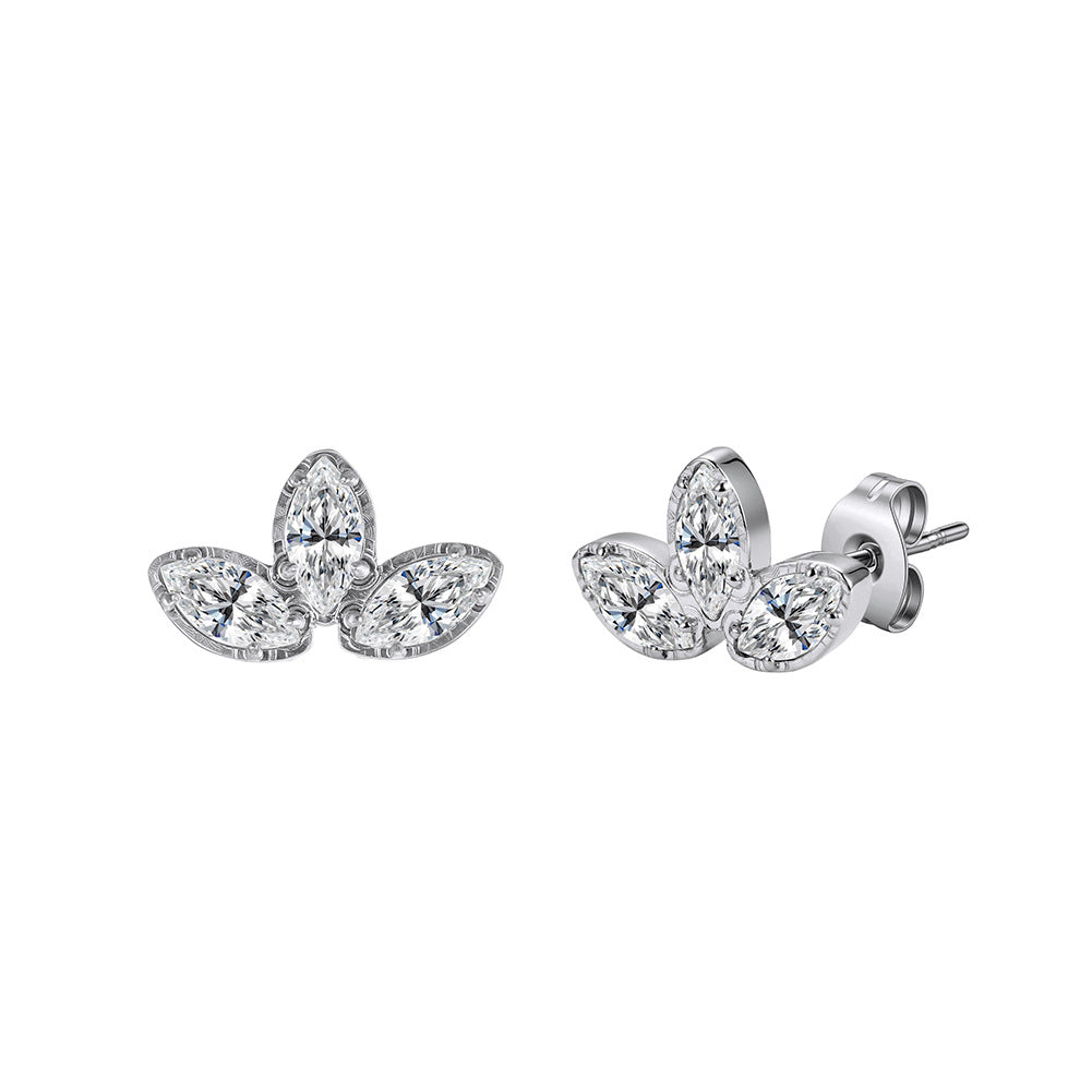 Women's Stainless Steel Diamond Tassel Simple Niche Everyday Joker Twin Collection Earrings