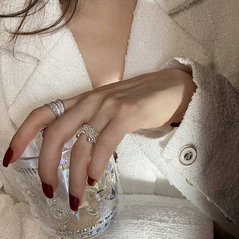 Frosted Texture Irregular Female Geometric Fashion High Sense Niche Hot Ring