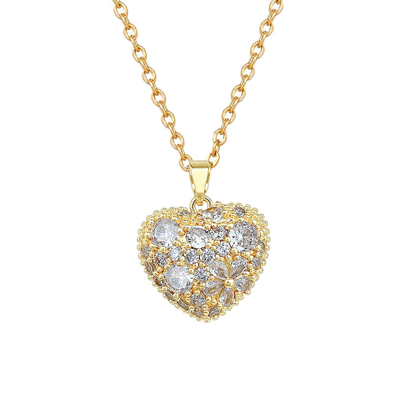 Women's Heart-shaped Full Of Diamond Light Luxury Palace Style Elegant Gorgeous Necklaces