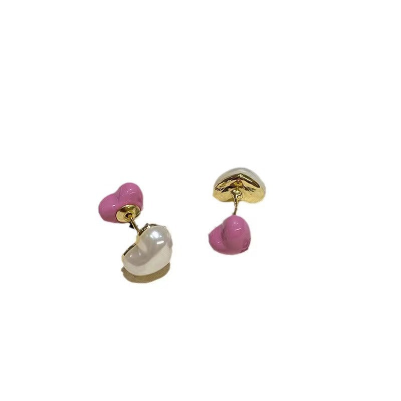 Double-sided Love Design High-grade Dopamine Female Affordable Luxury Stud Earrings