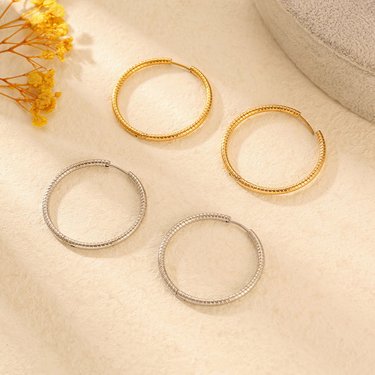 Women's Fashionable Exaggerated Round Stainless Steel Clip Trendy Fashion High-grade Rings